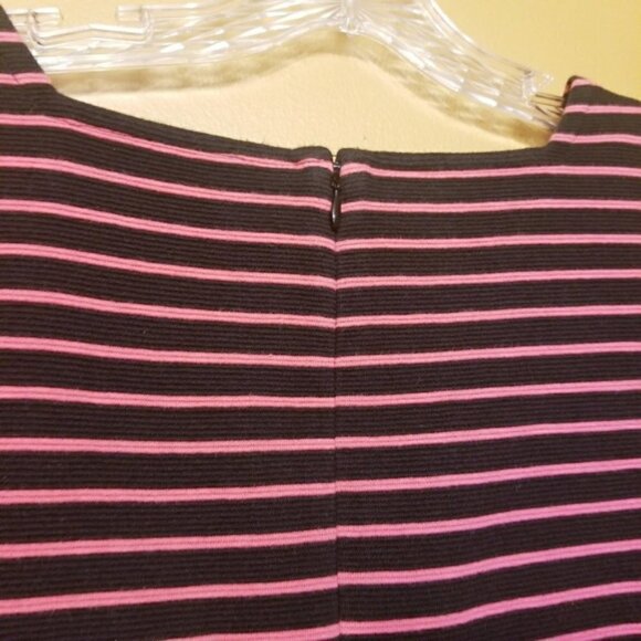 Talbots | Pink and Black Striped Fit & Flare Dress (Size 14W Petite) - Picture 7 of 8